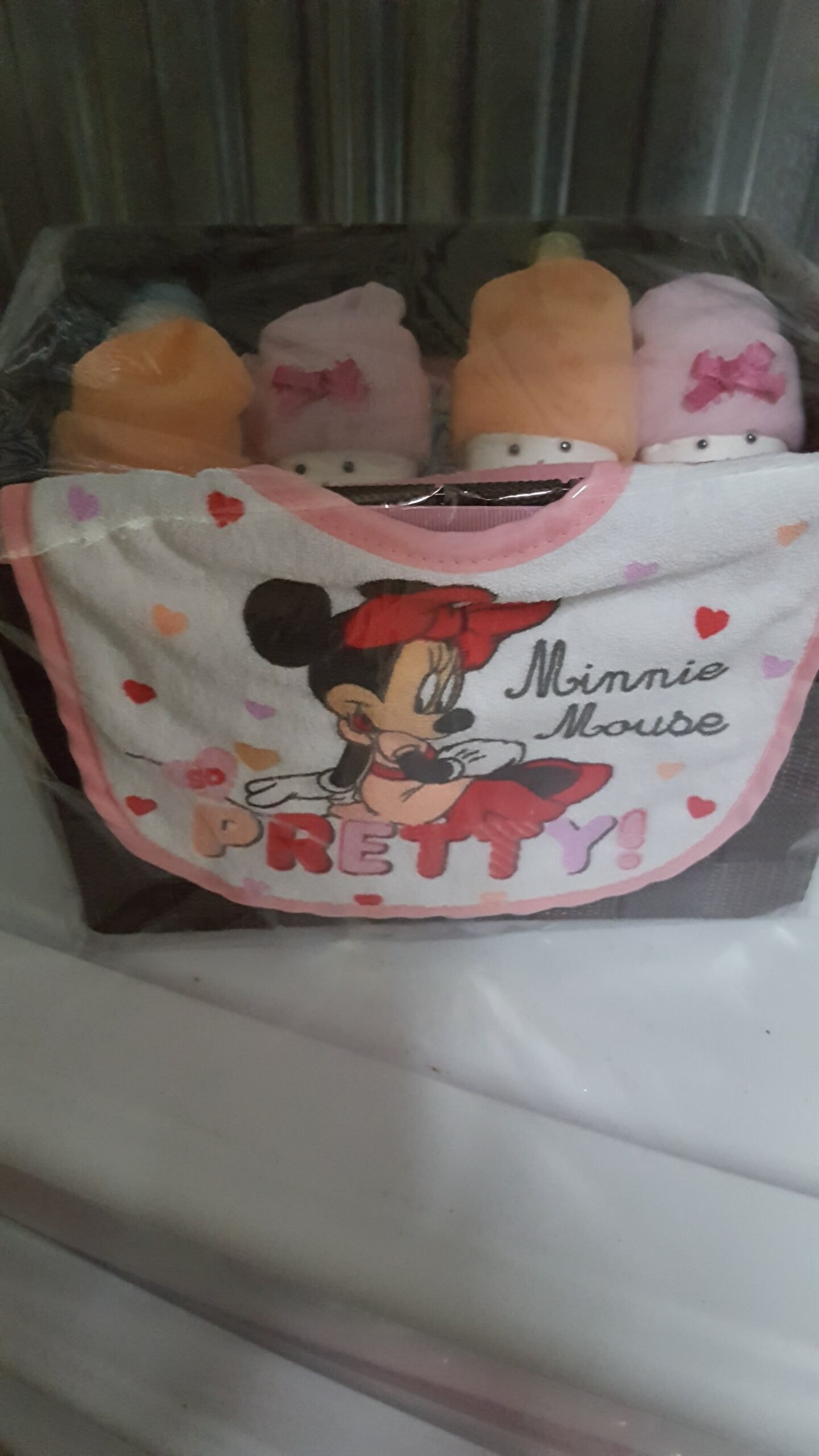 Pink Mouse-Themed Tiered Diaper Cake