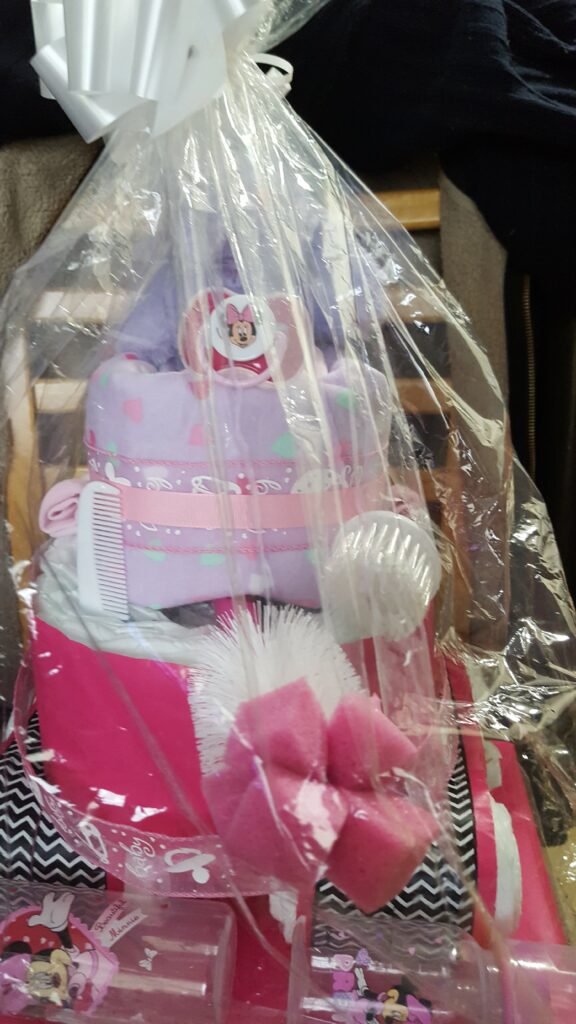 Pink Mouse-Themed Tank Diaper Cake